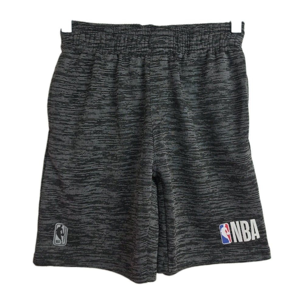NBA Athletic Shorts Boys' Size 8 Gray Elastic Waist Logos Pockets